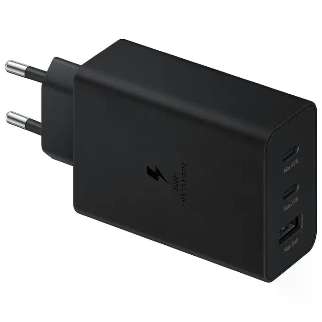 Samsung EP-T6530 Caricabatterie 65W Super Fast Charging 3 Porte 2 USB-C 1 USB-A colore Nero