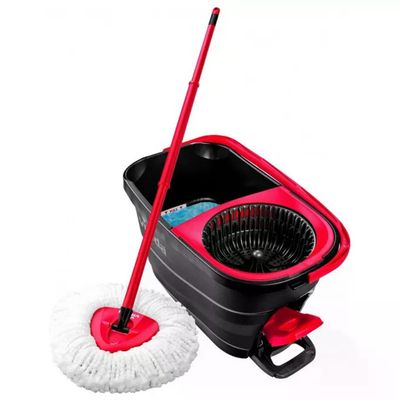 Vileda Turbo Smart Set Mocio e Secchio a Pedale Microfibra Strizzatura Centrifuga colore Nero Rosso