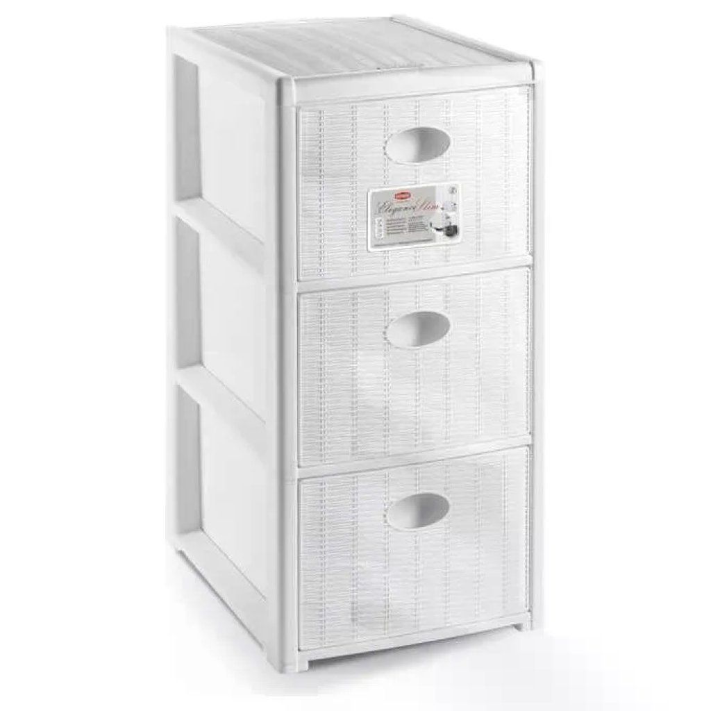 Stefanplast 30250 Elegance Slim Cassettiera 3 cassetti finitura midollino 30x40x60 cm colore Bianco Stefanplast 30250 Elegance Slim Cassettiera 3 cassetti finitura midollino 30x40x60 cm colore Bianco