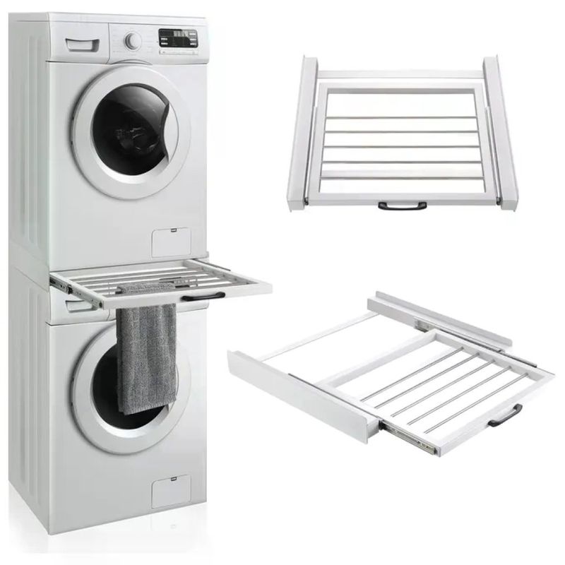 Munari LCL063BI Kit di Sovrapposizione Lavatrice e Asciugatrice con Ripiano Estraibile, 60 × 55 cm