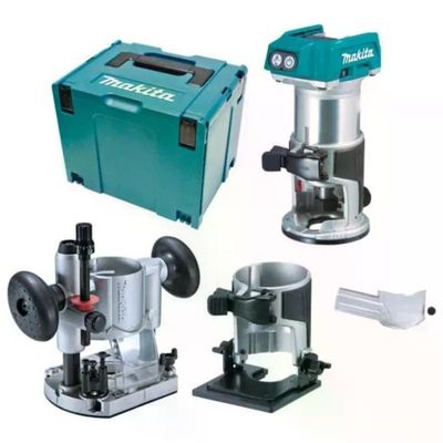 Makita DRT50ZJX2 Rifilatore Fresatrice a Batteria 18V Brushless 3 Basi Intercambiabili LED senza Batteria