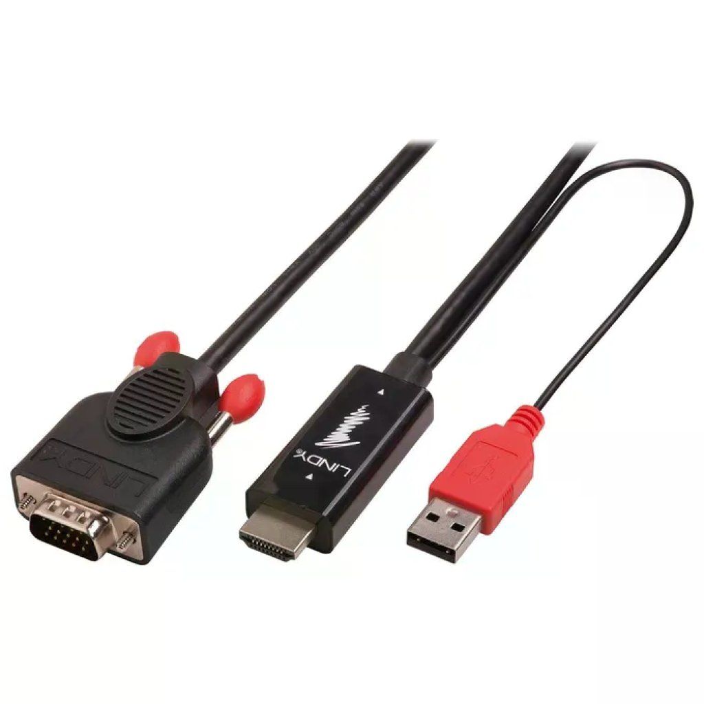 Lindy 41455 – Cavo adattatore HDMI a VGA con USB, 1 m, nero