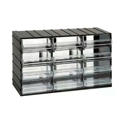 Art Plast ZA1627 Cassettiera Modulare con 12 Cassetti Trasparenti, Nera
