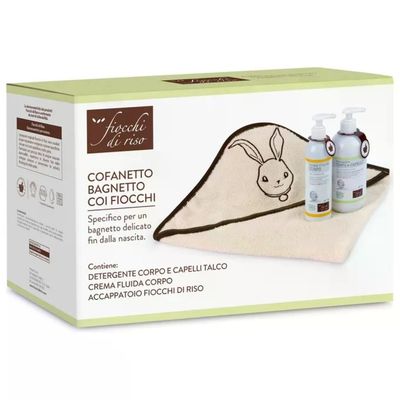 Fiocchi di Riso Cofanetto Bagnetto Neonato con Accappatoio
