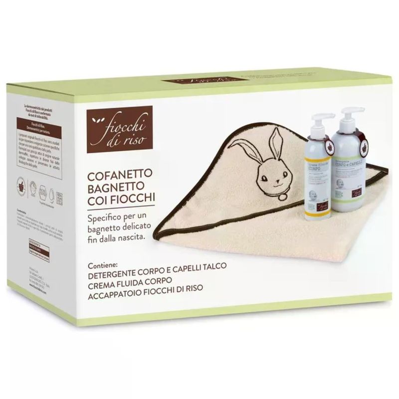 Fiocchi di Riso Cofanetto Bagnetto Neonato con Accappatoio