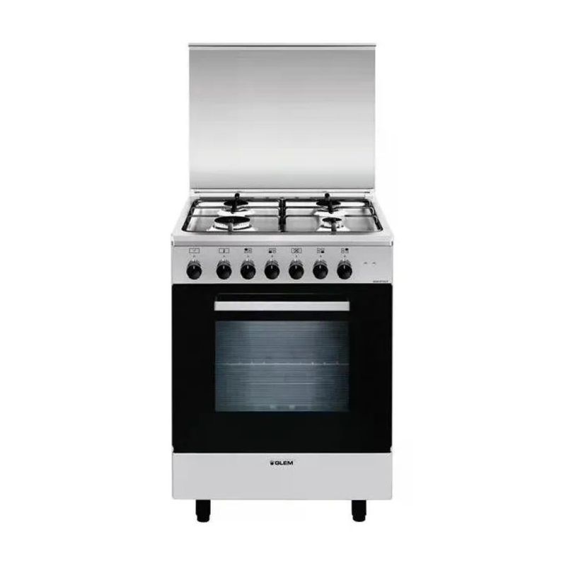 Glem Gas A654MI6 Cucina a Gas 4 Fuochi con Forno Elettrico, Inox, Classe A