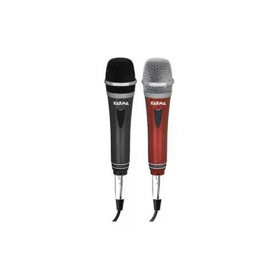 Karma DM 522 Kit 2 Microfoni Dinamici Karaoke Cablati Jack 6.3mm Cavo 4m colore Nero Rosso