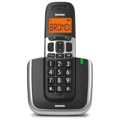 Brondi BRAVO PLATINUM Telefono Cordless DECT Tasti Grandi Vivavoce Display Retroilluminato 50 Memorie