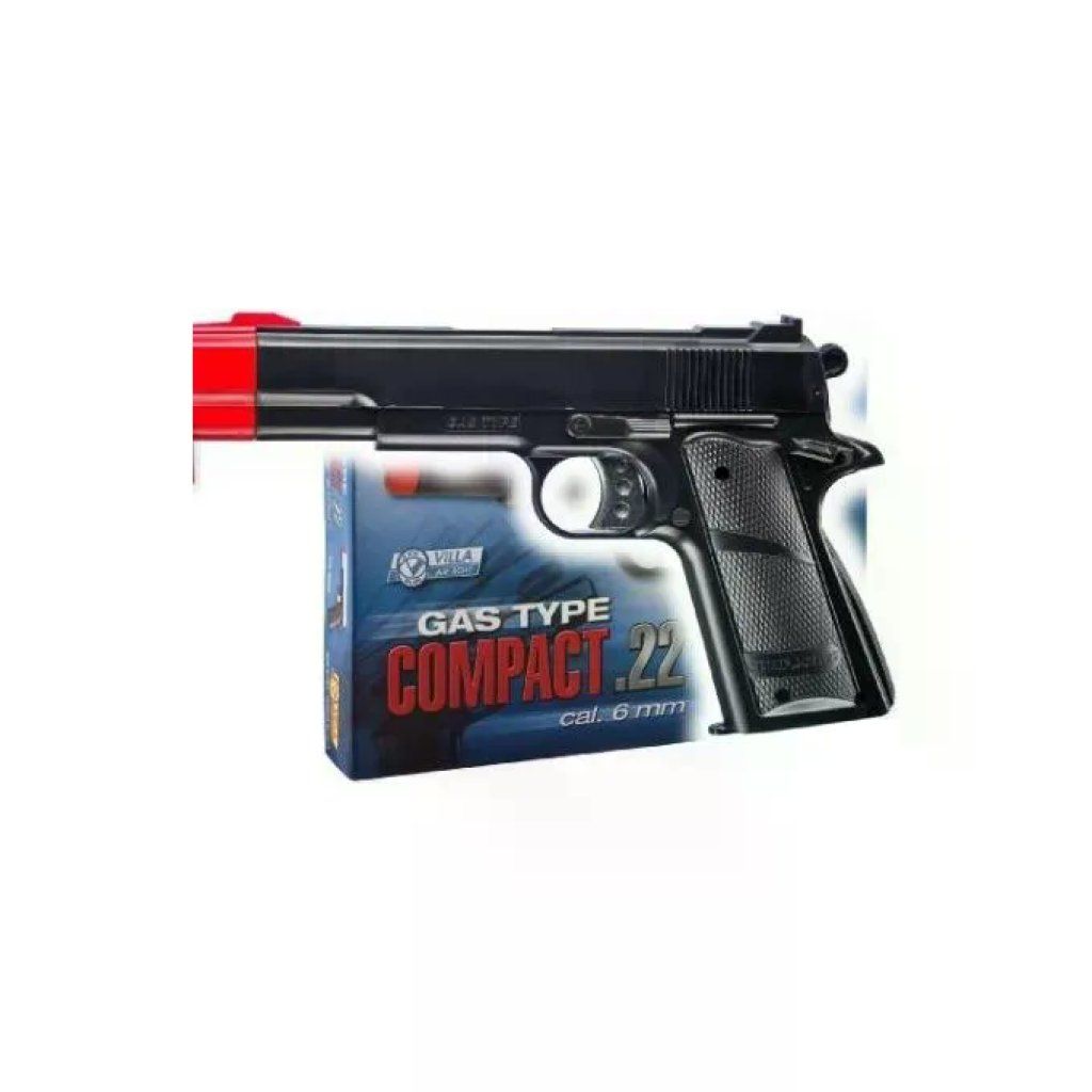 Villa Giocattoli Compact 22 Black – Pistola giocattolo a gas, 6 mm, 15 colpi