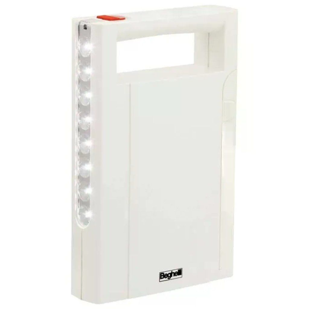 Beghelli Lampada Emergenza Portatile LED Bianca Plastica Antiurto 3310N