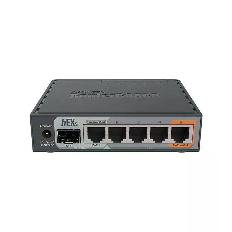 MikroTik RB760IGS hEX S Router 5 porte Gigabit Ethernet 1 SFP PoE-out USB colore Nero