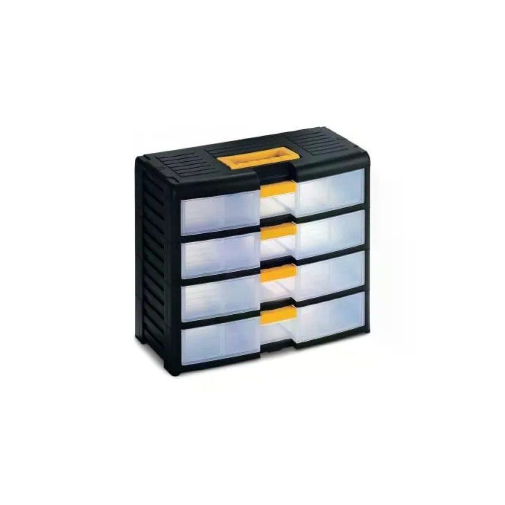 Terry Store-Age 42001 Cassettiera Organizer 4 Cassetti in Plastica colore Nero Giallo Translucent