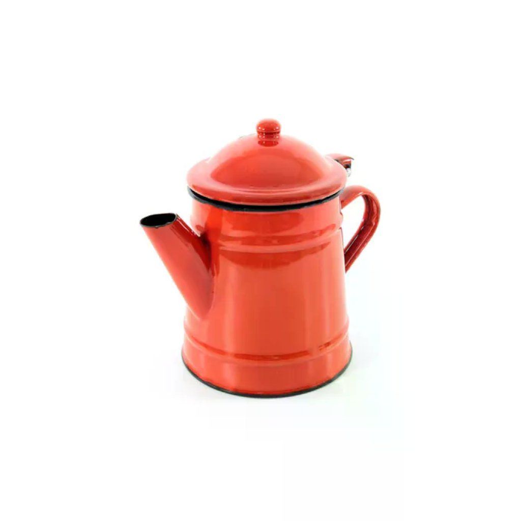 Kaufgut 012155 Caffettiera in Acciaio Smaltato Rossa, 0,6 L