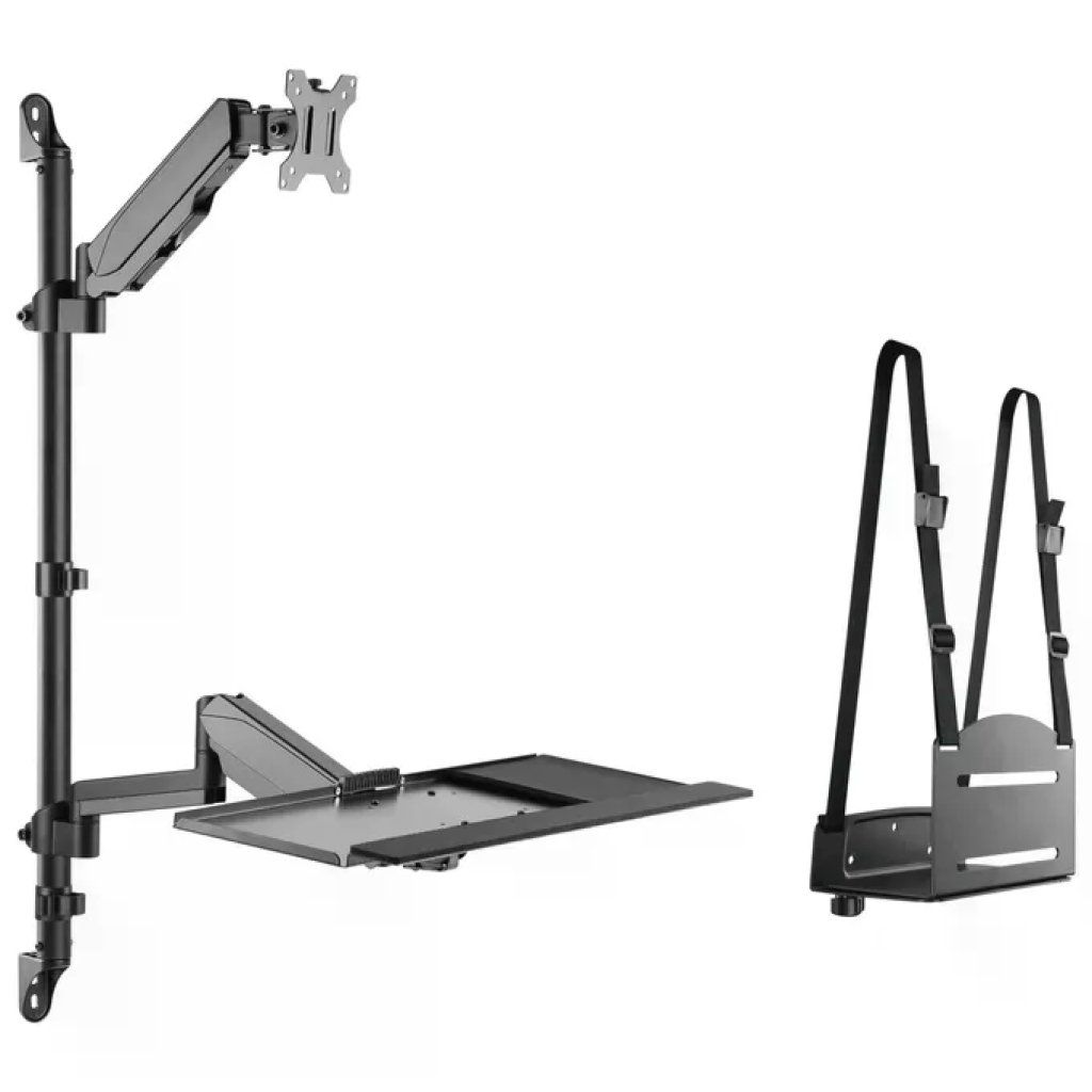 EQUIP 650170 Supporto da Parete per PC All-in-One 17–32″ con Ripiano, Nero EQUIP 650170 Supporto da Parete per PC All-in-One 17–32″ con Ripiano, Nero