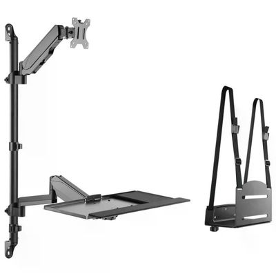 EQUIP 650170 Supporto da Parete per PC All-in-One 17–32″ con Ripiano, Nero