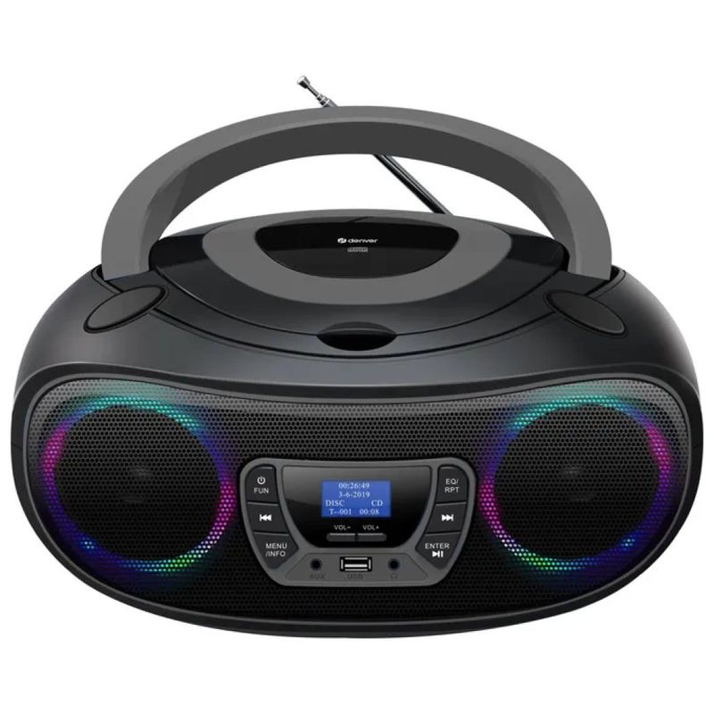 Denver TDB-212GR Radioodtwarzacz con Bluetooth DAB+ FM Odtwarzacz CD USB AUX LCD colore Czarno-szary