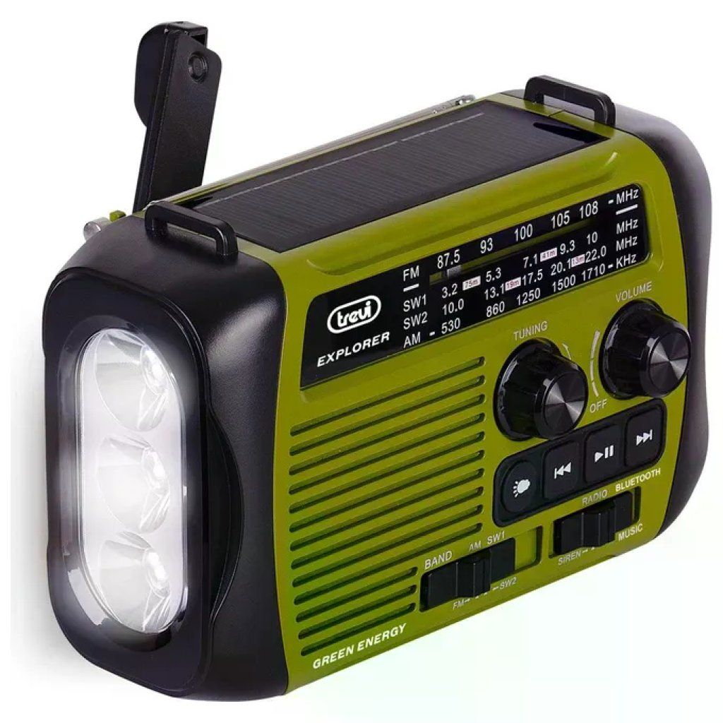 Trevi RA 7F30 BT Radio Portatile Solare con Dinamo, Bluetooth e Powerbank Verde Trevi RA 7F30 BT Radio Portatile Solare con Dinamo, Bluetooth e Powerbank Verde