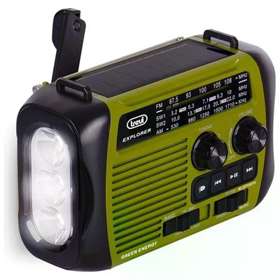 Trevi RA 7F30 BT Radio Portatile Solare con Dinamo, Bluetooth e Powerbank Verde