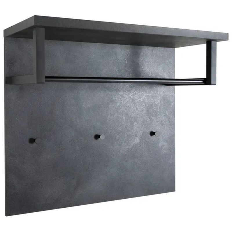 Composad Segno Appendiabiti da Parete con Cappelliera, 3 Ganci, Grigio Tadao
