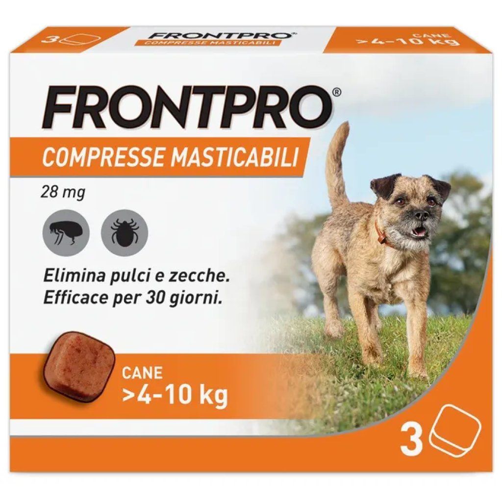 FRONTLINE FRONTPRO 3 compresse masticabili per cani da 4 a 10 kg FRONTLINE FRONTPRO 3 compresse masticabili per cani da 4 a 10 kg