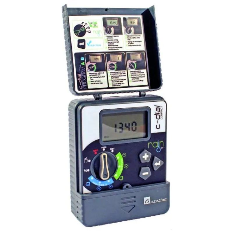 RAIN Compact-Dial Programmatore per Irrigazione a 6 Stazioni, 24 V