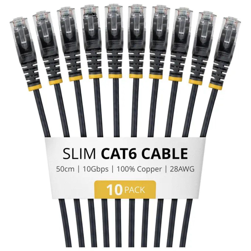 StarTech.com Confezione 10 cavi Ethernet Cat6 U/UTP da 50 cm, neri StarTech.com Confezione 10 cavi Ethernet Cat6 U/UTP da 50 cm, neri