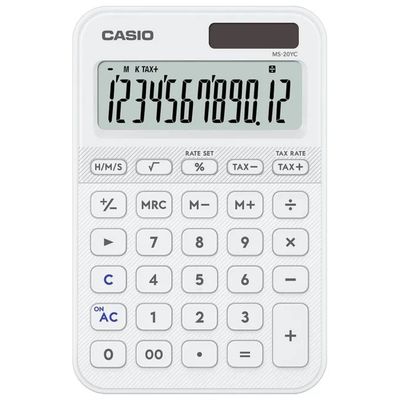 Casio MS-20YC-WE Calcolatrice da Scrivania Bianca, 12 Cifre