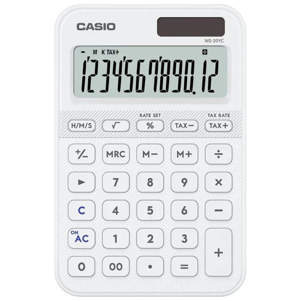 Casio MS-20YC-WE Calcolatrice da Scrivania Bianca a 12 Cifre