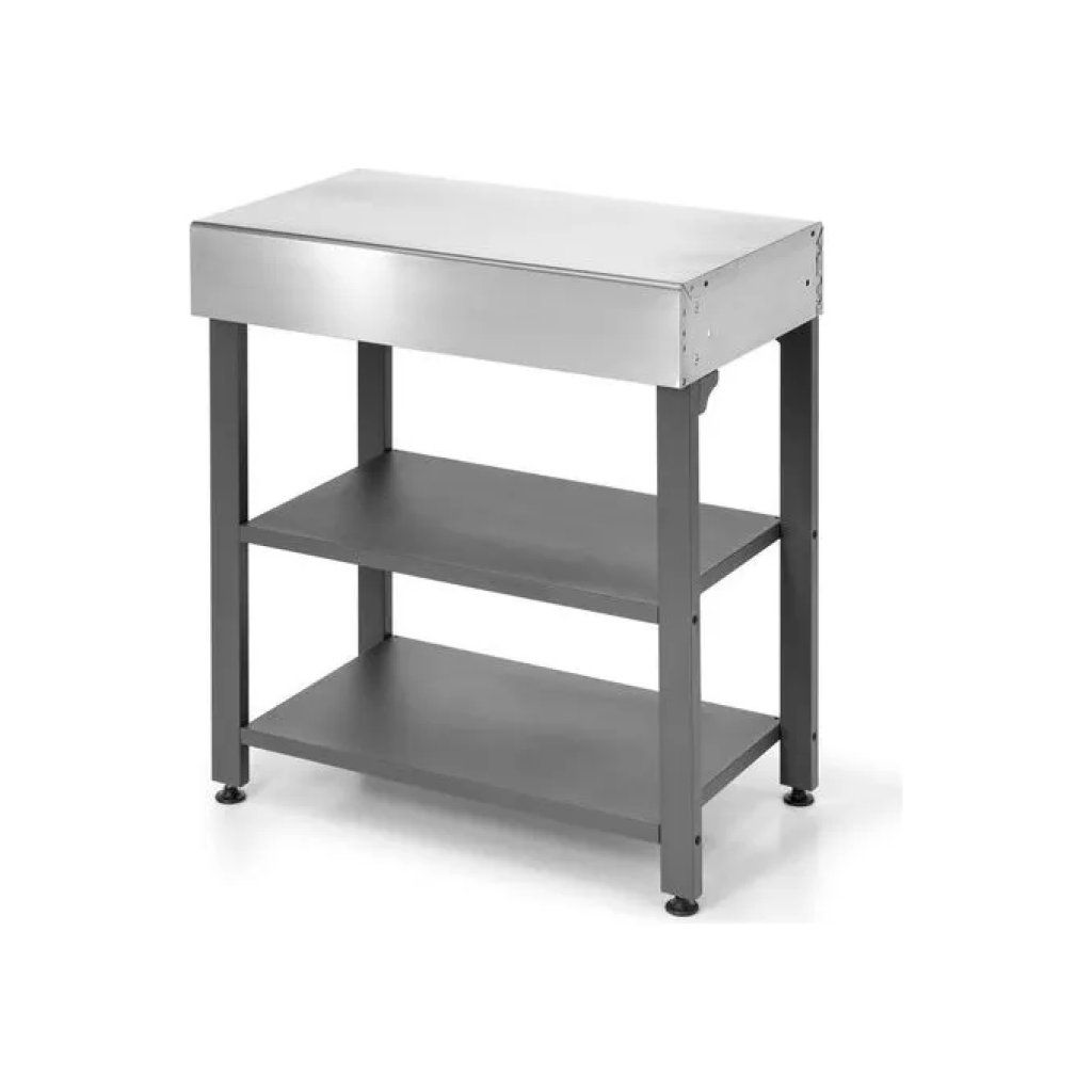 Ompagrill Indianapolis Corner – Modulo tavolo triangolare per barbecue, grigio metallico, 45,5 × 45
