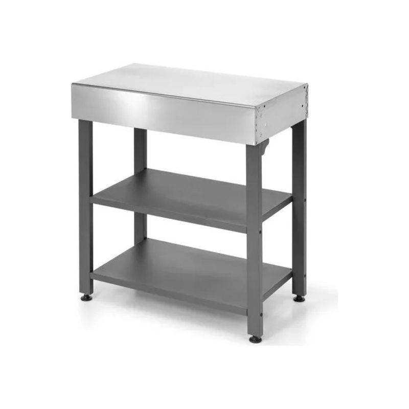 Ompagrill Indianapolis Corner – Modulo tavolo triangolare per barbecue, grigio metallico, 45,5 × 45