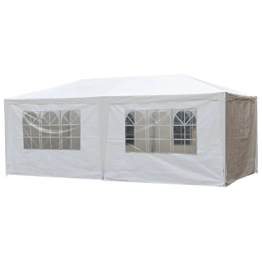 LIF Gazebo Idaho 3 x 6 m in ferro nero con teli laterali