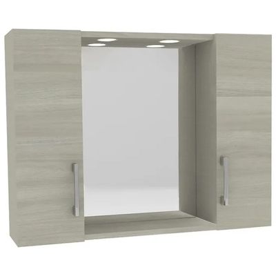 SAVINIDUE Specchiera pensile da bagno DIA 77 cm con LED, rovere grigio SAVINIDUE Specchiera pensile da bagno DIA 77 cm con LED, rovere grigio
