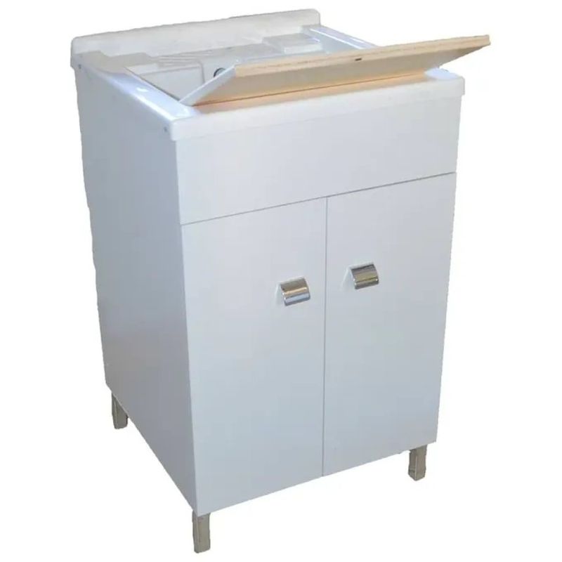 SAVINIDUE Mobile Lavatoio a Doppia Anta 50 x 50 x 83 cm, Bianco Lucido