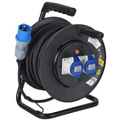 Electraline 49050 Avvolgicavo Industriale 30 m, 2 Prese IEC 16A, IP44