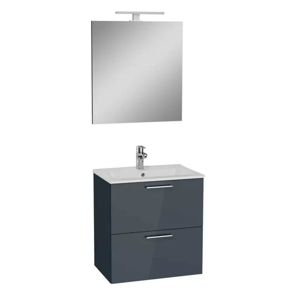 Vitra Mia mobile bagno antracite con lavabo, specchio e LED Vitra Mia mobile bagno antracite con lavabo, specchio e LED