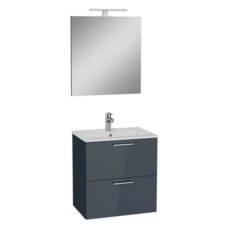 Vitra Mia mobile bagno antracite con lavabo, specchio e LED