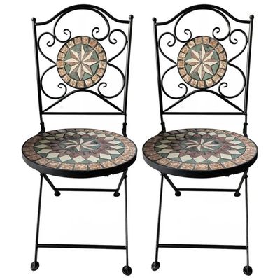 LIF Morgana – Coppia di sedie pieghevoli con mosaico, nere LIF Morgana – Coppia di sedie pieghevoli con mosaico, nere
