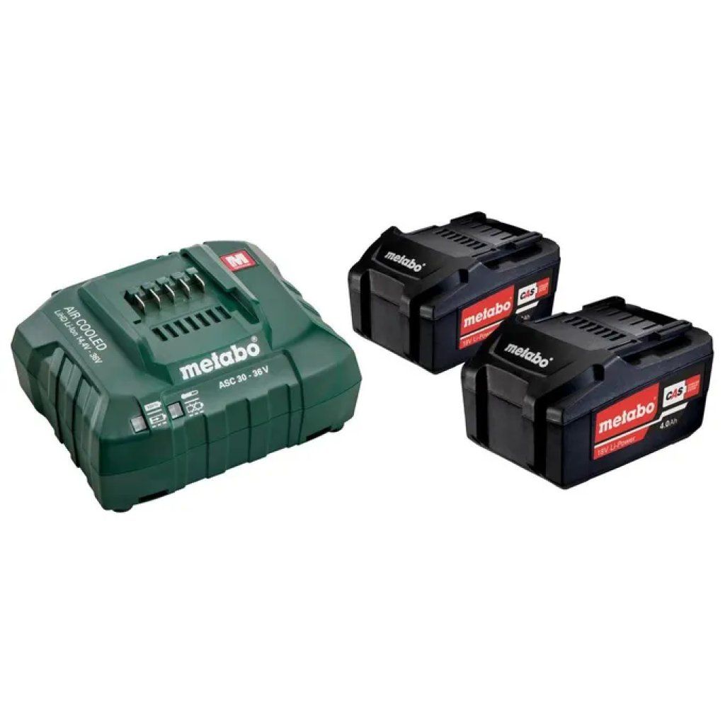 Metabo Basic-Set 18 V: 2 batterie Li-Power da 4 Ah e caricabatterie ASC 55