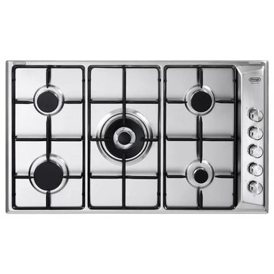 DELONGHI De’Longhi DLI 59 DD Piano Cottura a Gas da Incasso, 90 cm, 5 Fuochi, Acciaio Inox