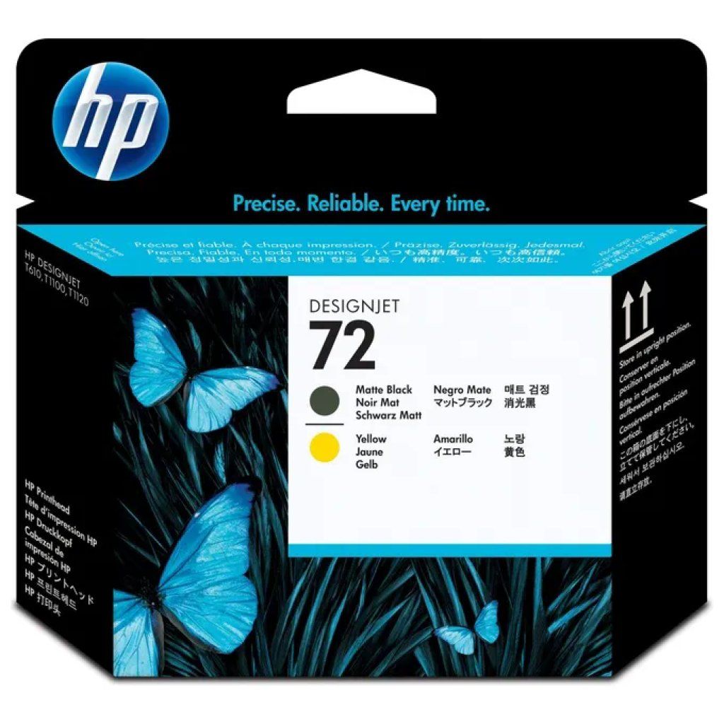HP 72 C9384A – 2 testine di stampa nero opaco e giallo