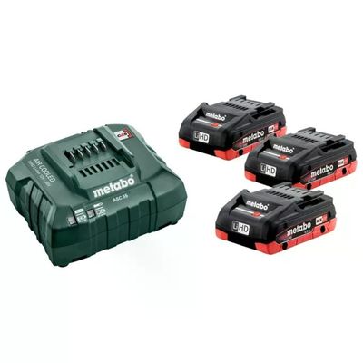 Metabo Basic Set 3× LiHD 18 V 4,0 Ah con caricabatterie ASC 55