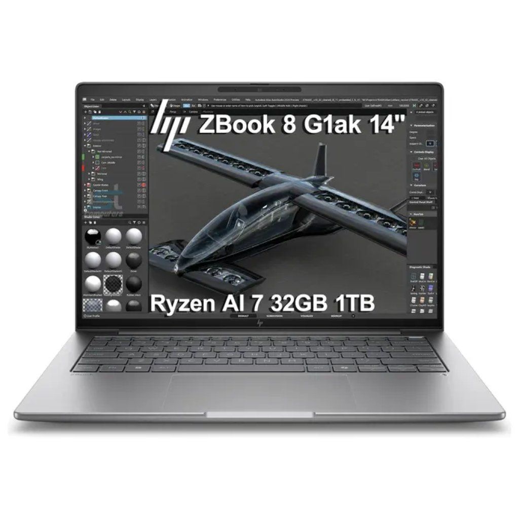 HP ZBook 8 G1ak Workstation Mobile 14” Ryzen AI 7 PRO, 32 GB RAM, 1 TB SSD