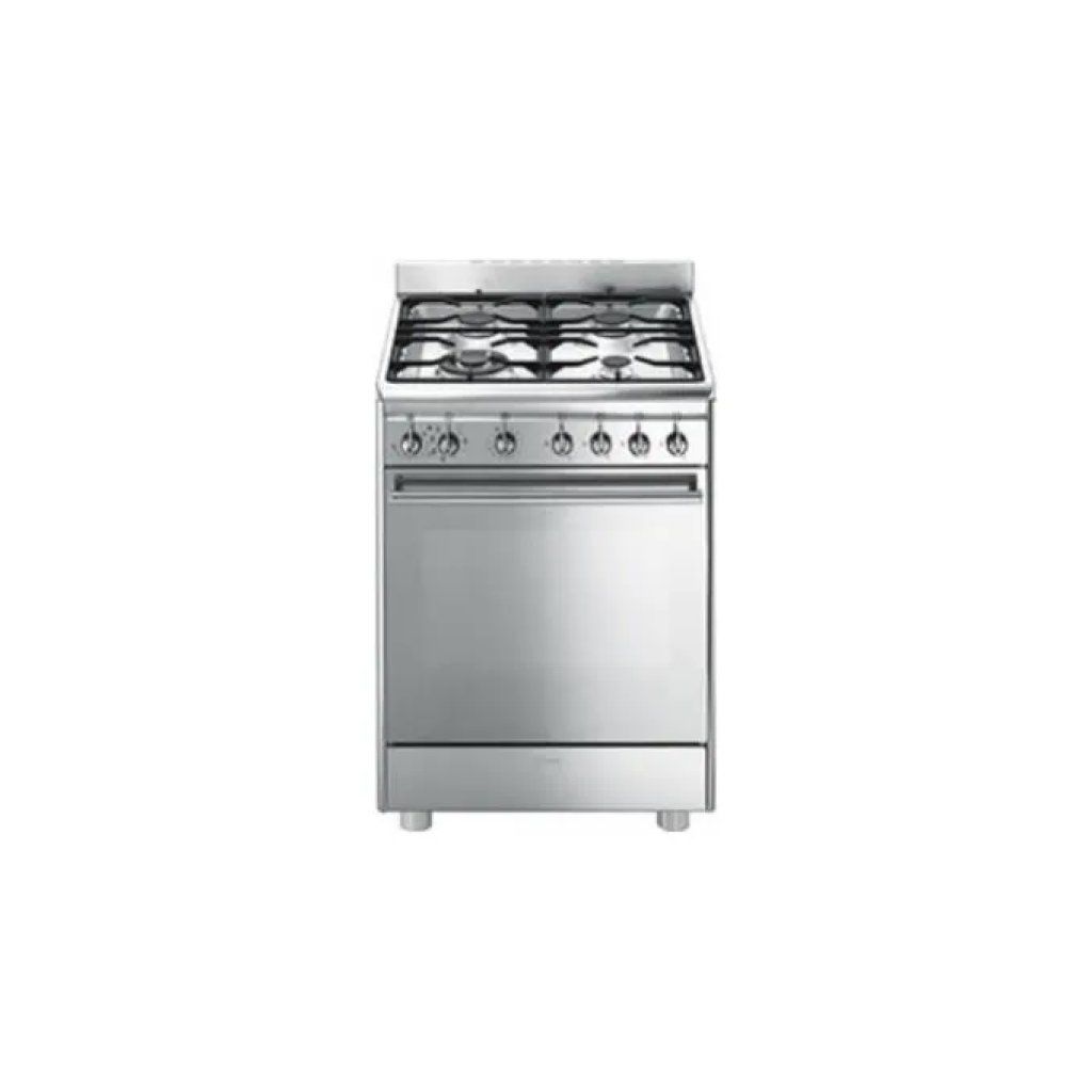 Smeg CX68MF8-2 Concerto Cucina Dual Fuel 60x60 cm, 4 Fuochi, Forno Termoventilato 70 L, Classe A, Inox