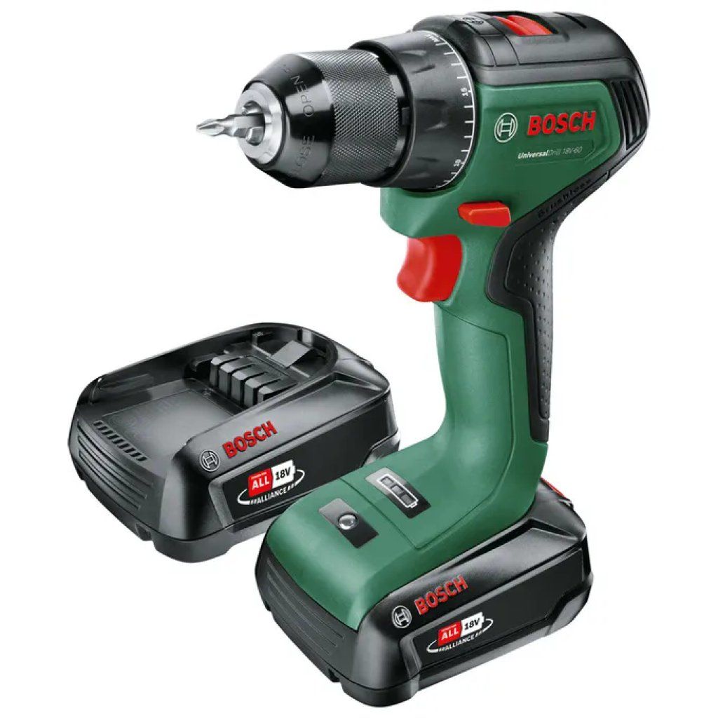 Bosch UniversalDrill 18V-60 Trapano Avvitatore Brushless con 2 Batterie Bosch UniversalDrill 18V-60 Trapano Avvitatore Brushless con 2 Batterie