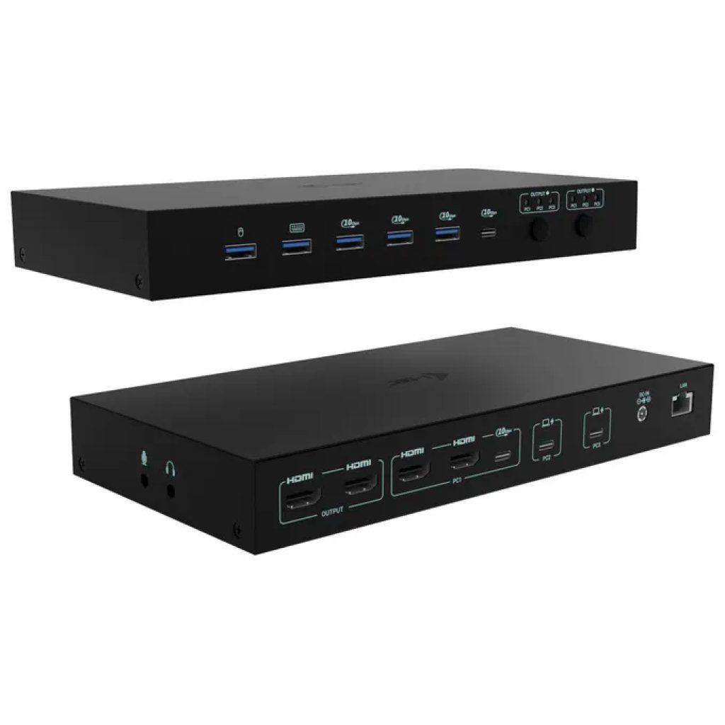 I-TEC Docking Station USB-C KVM 3 Host, Dual Video 4K e Power Delivery 92W