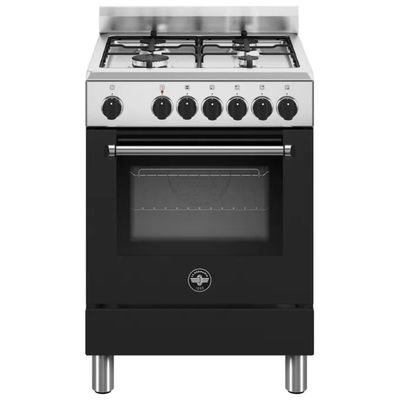 La Germania AMN664ENEV24 Cucina a Gas 60 cm, 4 Fuochi, Forno Elettrico Multifunzione 56 L, Classe A, Nera