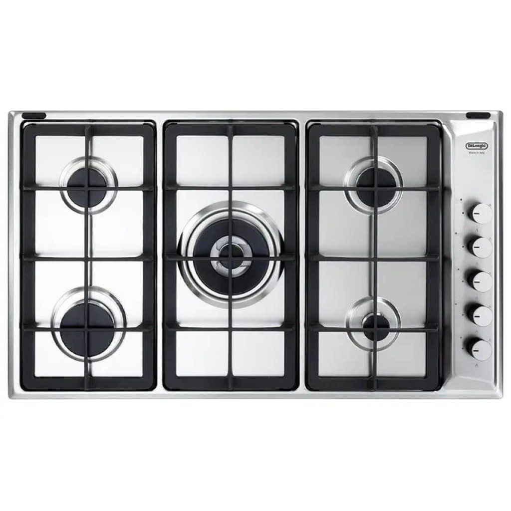 DELONGHI De’Longhi IL 59 PRO ND Piano Cottura a Gas 86 cm, 5 Fuochi, Griglie in Ghisa, Acciaio Inox DELONGHI De’Longhi IL 59 PRO ND Piano Cottura a Gas 86 cm, 5 Fuochi, Griglie in Ghisa, Acciaio Inox