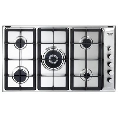 DELONGHI De’Longhi IL 59 PRO ND Piano Cottura a Gas 86 cm, 5 Fuochi, Griglie in Ghisa, Acciaio Inox