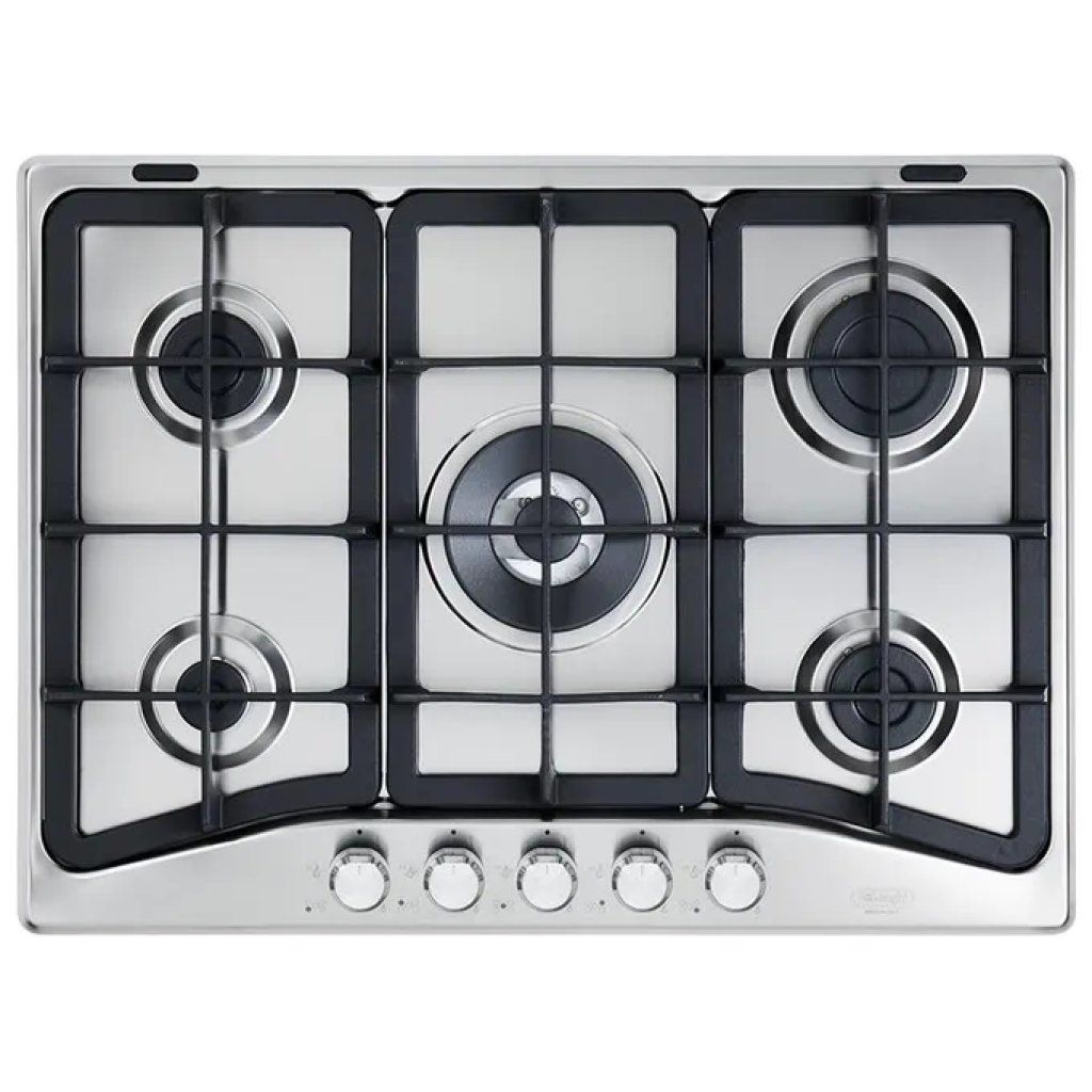 DELONGHI De’Longhi PFI 57 GH Piano Cottura a Gas 68 cm, 5 Fuochi, Acciaio Inox