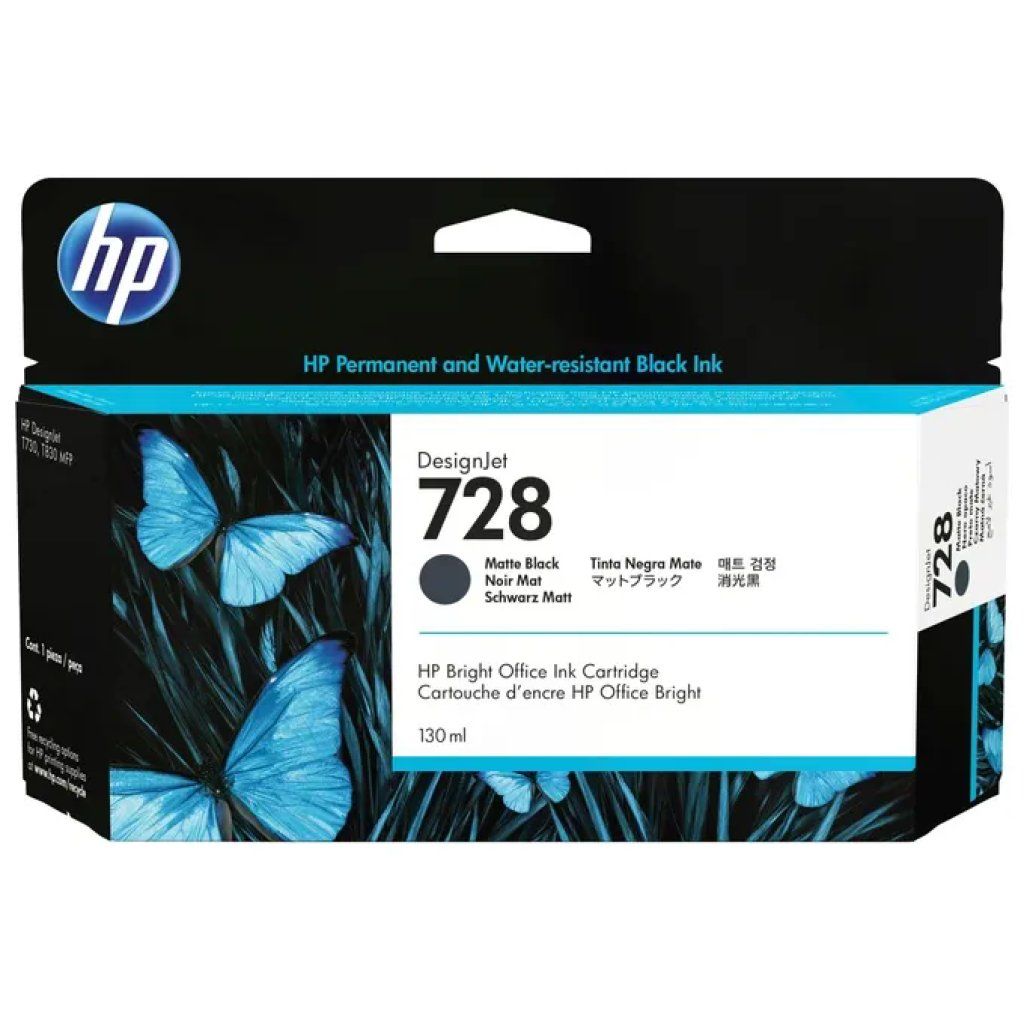 HP 728 3WX25A Cartuccia Originale Nero Opaco 130 ml